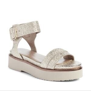 AGL Attilio Giusti Leombruni Strap Silver Metallic Platform Sandals 41 US 11